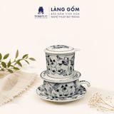  Phin Pha Cà Phê Gốm Sứ Bát Tràng Vẽ Tay Thủ Công - Họa Tiết Sen Chuồn Cá - Quà Tặng Cao Cấp 