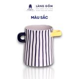  Lọ hoa gốm sứ có tai decor phong cách hiện đại, Bình hoa dáng trụ dùng trang trí, cắm hoa – Gốm sứ xuất khẩu cao cấp 
