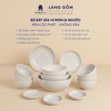  Bộ Bát Đĩa Lộc Phát Gốm Sứ Cao Cấp Men Hỏa Biến Trắng (Bộ 14 Món) 