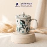  Cốc Sứ Uống Trà Có Nắp Cao Cấp Họa Tiết Vẽ Tay Thủ Công 