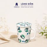  Cốc Sứ Uống Trà Có Nắp Cao Cấp Họa Tiết Vẽ Tay Thủ Công 