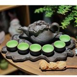  Bộ ấm chén đất nung Bát Tràng cao cấp kèm khay, nhiều dung tích - Bộ ấm trà gốm mộc làm quà tặng sang trọng 
