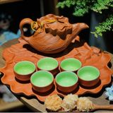  Bộ ấm chén đất nung Bát Tràng cao cấp kèm khay, nhiều dung tích - Bộ ấm trà gốm mộc làm quà tặng sang trọng 
