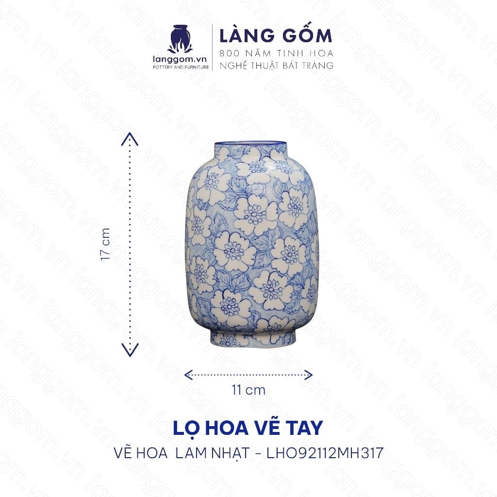  Lọ hoa men lam họa tiết vẽ tay (TH) 