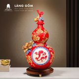  Bình Hồ Lô Tích Lộc Phong Thủy - Đắp Nổi Thuận Buồm, Tài Lộc Dát Vàng 18K - Quà Tặng Gốm Sứ Bát Tràng Cao Cấp 