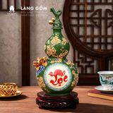  Bình Hồ Lô Tích Lộc Phong Thủy - Đắp Nổi Thuận Buồm, Tài Lộc Dát Vàng 18K - Quà Tặng Gốm Sứ Bát Tràng Cao Cấp 