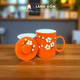  Cốc lọc trà vẽ nổi hoa đào trắng dung tích 330ml 