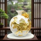  Bình Hút Lộc Gốm Sứ Bát Tràng Đắp Nổi Mã Đáo Thành Công Vẽ Vàng Kim - Quà Tặng Phong Thủy Cao Cấp 