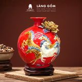  Bình Hút Lộc Gốm Sứ Bát Tràng Đắp Nổi Mã Đáo Thành Công Vẽ Vàng Kim - Quà Tặng Phong Thủy Cao Cấp 