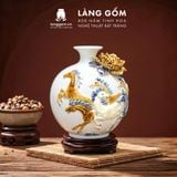  Bình Hút Lộc Gốm Sứ Bát Tràng Đắp Nổi Mã Đáo Thành Công Vẽ Vàng Kim - Quà Tặng Phong Thủy Cao Cấp 