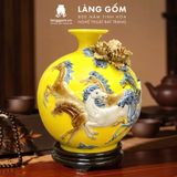  Bình Hút Lộc Gốm Sứ Bát Tràng Đắp Nổi Mã Đáo Thành Công Vẽ Vàng Kim - Quà Tặng Phong Thủy Cao Cấp 