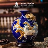  Bình Hút Lộc Gốm Sứ Bát Tràng Đắp Nổi Mã Đáo Thành Công Vẽ Vàng Kim - Quà Tặng Phong Thủy Cao Cấp 