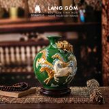  Bình Hút Lộc Gốm Sứ Bát Tràng Đắp Nổi Mã Đáo Thành Công Vẽ Vàng Kim - Quà Tặng Phong Thủy Cao Cấp 
