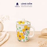  Cốc Sứ Uống Trà Có Nắp Cao Cấp Họa Tiết Vẽ Tay Thủ Công 