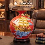  Bình Hút Lộc Phong Thủy Đắp Nổi Vàng 3D - Thuận Buồm Xuôi Gió - Quà Tặng Tân Gia, Đối Tác Sang Trọng 