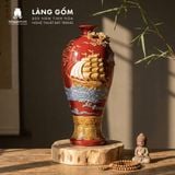  Mai Bình Tích Lộc Phong Thủy Đắp Nổi 3D Gốm Sứ Bát Tràng - Thuận Buồm Xuôi Gió - Quà Tặng Cao Cấp 
