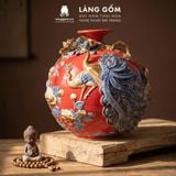  Bình Hút Lộc Công Đào Kênh Bong Đắp Nổi Gốm Sứ Bát Tràng – Bình Tụ Lộc Phong Thủy Quà Tặng Cao Cấp 