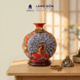  Bình Hút Lộc Đắp Nổi Vàng Kim Công Đào Đuôi Xòe - Bình Tụ Lộc Phong Thủy Quà Tặng Cao Cấp 