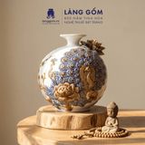  Bình Hút Lộc Công Đào Đuôi Xòe Đắp Nổi Gốm Sứ Bát Tràng – Bình Tụ Lộc Phong Thủy Quà Tặng Cao Cấp 