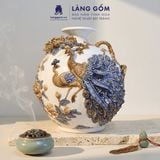 Bình Hút Lộc Công Đào Kênh Bong Đắp Nổi Gốm Sứ Bát Tràng – Bình Tụ Lộc Phong Thủy Quà Tặng Cao Cấp 