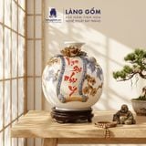  Bình Hút Lộc Vạn Sự Như Ý Đắp Nổi 3D Gốm Sứ Bát Tràng – Bình Tụ Lộc Phong Thủy Quà Tặng Cao Cấp 