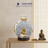  Bình Hút Lộc Đắp Nổi Vàng Kim Công Đào Đuôi Xòe - Bình Tụ Lộc Phong Thủy Quà Tặng Cao Cấp 