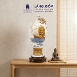  Mai Bình Tích Lộc Phong Thủy Đắp Nổi 3D Gốm Sứ Bát Tràng - Thuận Buồm Xuôi Gió - Quà Tặng Cao Cấp 