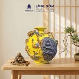  Bình Hút Lộc Công Đào Kênh Bong Đắp Nổi Gốm Sứ Bát Tràng – Bình Tụ Lộc Phong Thủy Quà Tặng Cao Cấp 