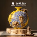  Bình Hút Lộc Công Đào Đuôi Xòe Đắp Nổi Gốm Sứ Bát Tràng – Bình Tụ Lộc Phong Thủy Quà Tặng Cao Cấp 