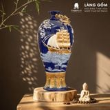  Mai Bình Tích Lộc Phong Thủy Đắp Nổi 3D Gốm Sứ Bát Tràng - Thuận Buồm Xuôi Gió - Quà Tặng Cao Cấp 