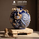  Bình Hút Lộc Công Đào Kênh Bong Đắp Nổi Gốm Sứ Bát Tràng – Bình Tụ Lộc Phong Thủy Quà Tặng Cao Cấp 
