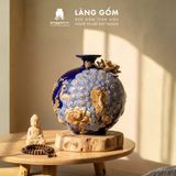  Bình Hút Lộc Công Đào Đuôi Xòe Đắp Nổi Gốm Sứ Bát Tràng – Bình Tụ Lộc Phong Thủy Quà Tặng Cao Cấp 