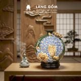  Bình Hút Lộc Công Đào Đuôi Xòe Đắp Nổi Gốm Sứ Bát Tràng – Bình Tụ Lộc Phong Thủy Quà Tặng Cao Cấp 