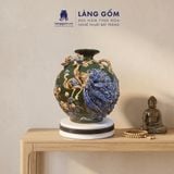  Bình Hút Lộc Công Đào Kênh Bong Đắp Nổi Gốm Sứ Bát Tràng – Bình Tụ Lộc Phong Thủy Quà Tặng Cao Cấp 