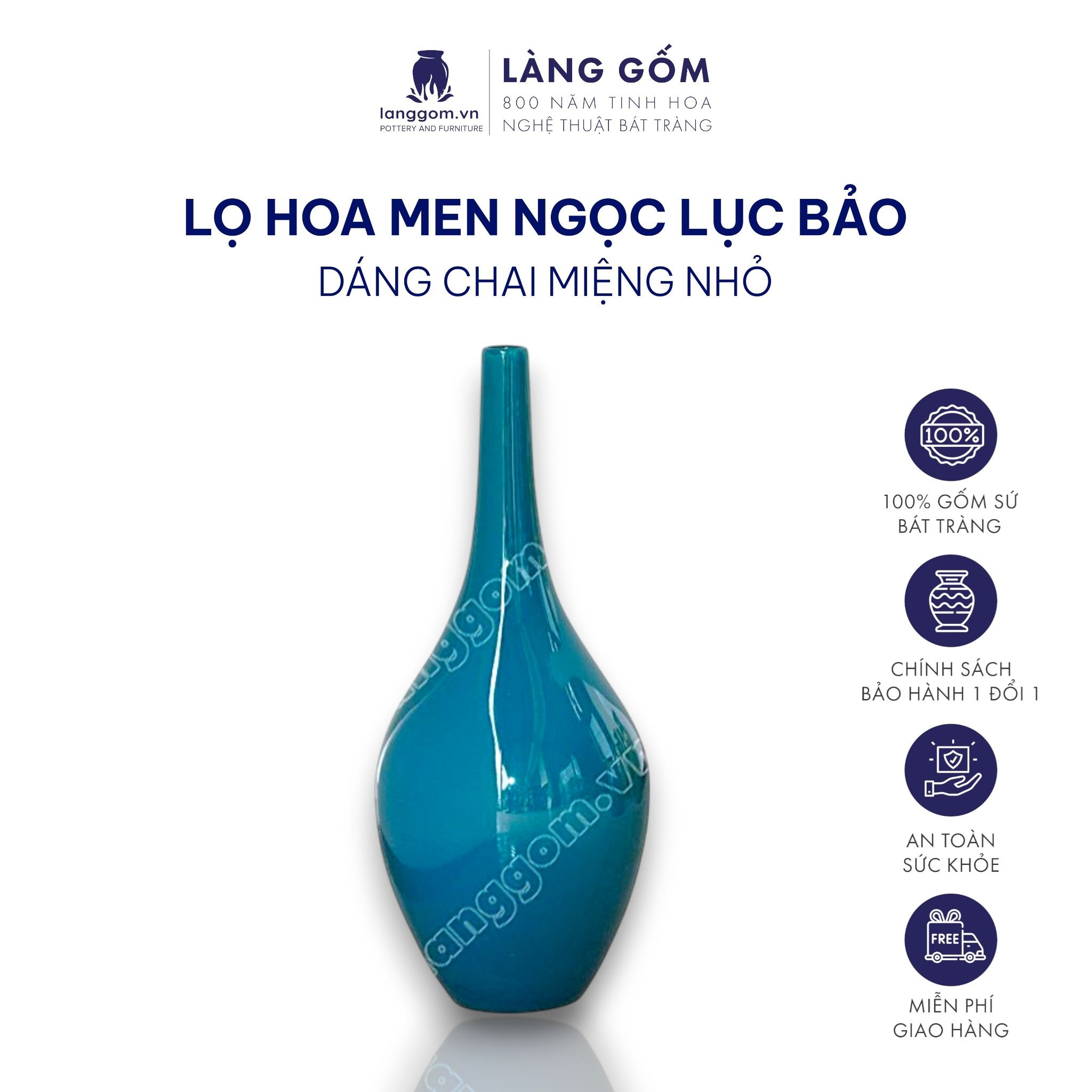  Bình hoa men ngọc lục bảo dáng chai 