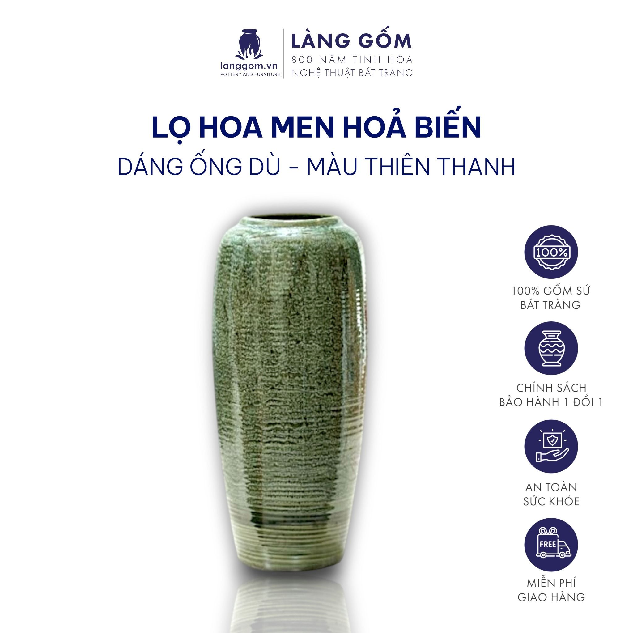  Bình hoa men hỏa biến dáng ống dù (TH) 