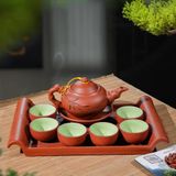  Bộ ấm chén đất nung Bát Tràng cao cấp kèm khay, nhiều dung tích - Bộ ấm trà gốm mộc làm quà tặng sang trọng 