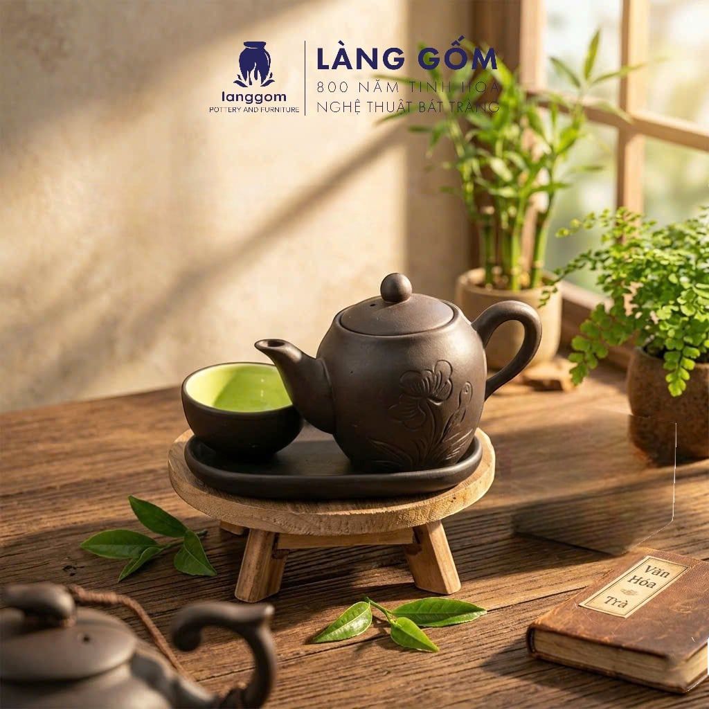  Bộ Ấm Chén Đất Nung Bát Tràng Kèm Khay - Set Độc Ẩm Nhỏ Gọn Đơn Giản Thưởng Trà Cao Cấp 