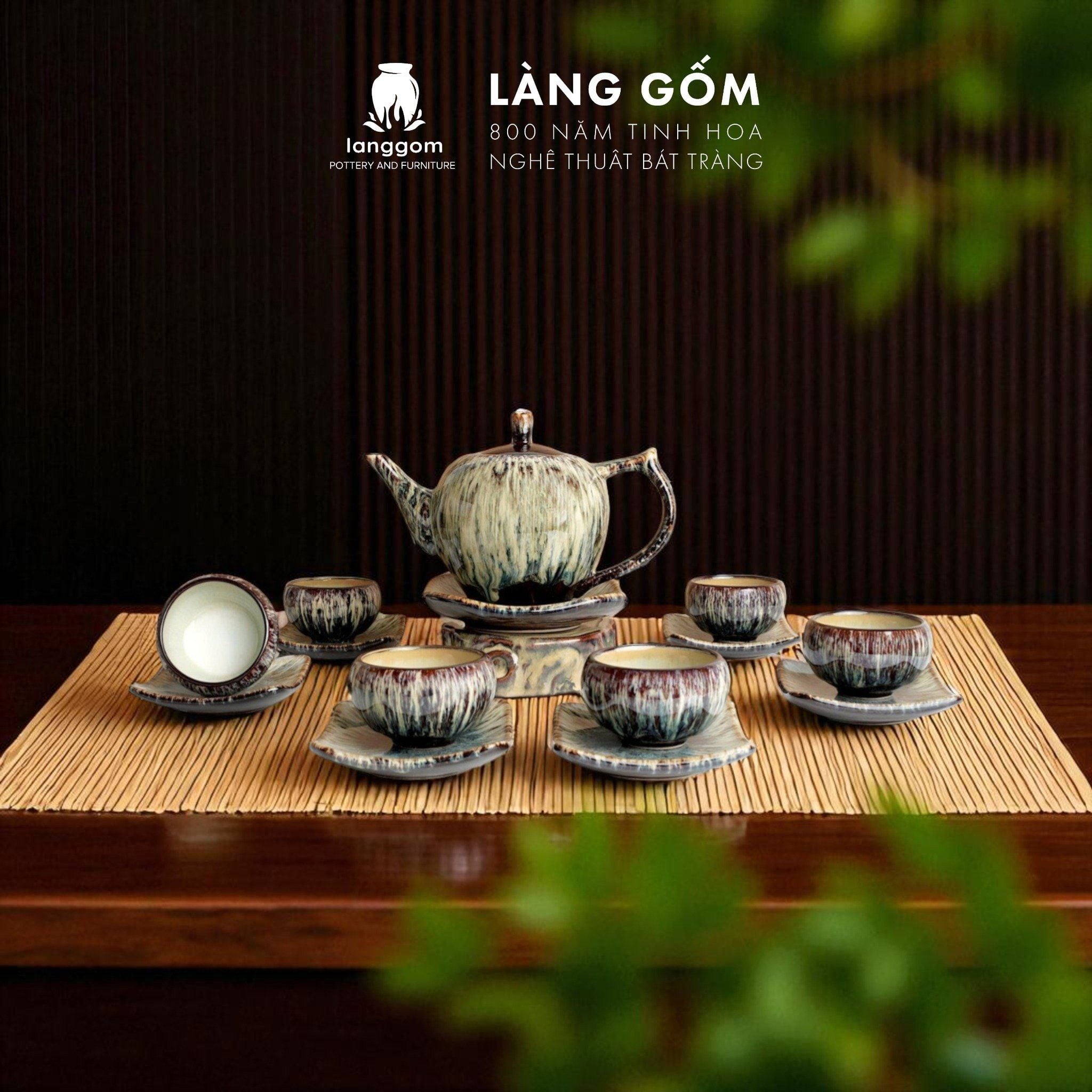  Bộ ấm chén men hỏa biến nham thạch (TH) 