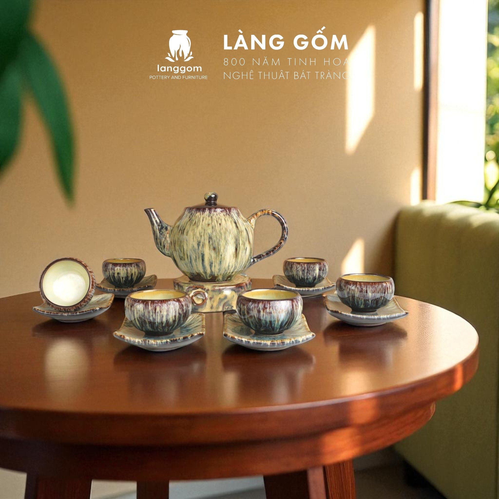  Bộ ấm chén men hỏa biến nham thạch (TH) 