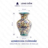  Lọ hoa gốm sứ Biên Hòa dáng phễu vẽ bách hoa chấm màu 