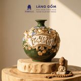 Bình Hút Lộc Tam Phúc Tụ Tài Đắp Nổi 3D Gốm Sứ Bát Tràng – Phúc Lộc Thọ, Quà Tặng Phong Thủy Cao Cấp 