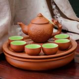  Bộ ấm chén đất nung Bát Tràng cao cấp kèm khay, nhiều dung tích - Bộ ấm trà gốm mộc làm quà tặng sang trọng 