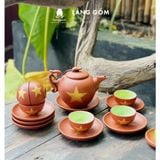 Bộ ấm chén đất nung vẽ sao vàng Việt Nam 