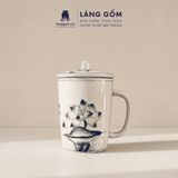  Cốc Sứ Uống Trà Có Nắp Cao Cấp Họa Tiết Vẽ Tay Thủ Công 