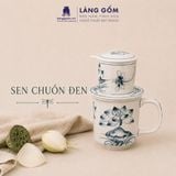  Phin Pha Cà Phê Gốm Sứ Bát Tràng Họa Tiết Vẽ Tay Thủ Công - Bộ Phin Cao Cấp Đầy Đủ - Quà Tặng Làng Gốm 