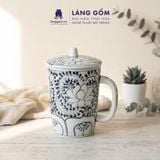  Cốc Sứ Uống Trà Có Nắp Cao Cấp Họa Tiết Vẽ Tay Thủ Công 
