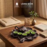  Bộ ấm chén đất nung Bát Tràng cao cấp kèm khay, nhiều dung tích - Bộ ấm trà gốm mộc làm quà tặng sang trọng 