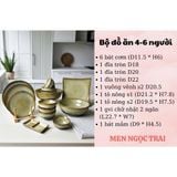  Bộ bát đĩa, bộ bàn ăn gia đình men hỏa biến màu ngọc trai, dành cho 4-6 người - Gốm sứ Bát Tràng - Làng Gốmv 