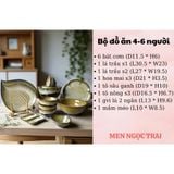  Bộ bát đĩa, bộ bàn ăn gia đình men hỏa biến màu ngọc trai, dành cho 4-6 người - Gốm sứ Bát Tràng - Làng Gốmv 